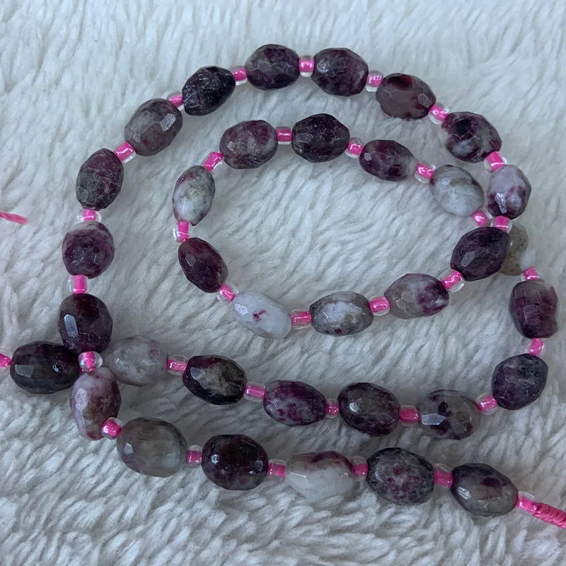 Natural Purple Lepidolite Beads 15'' Faceted Oval Olive DIY Beads