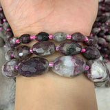 Natural Purple Lepidolite Beads 15'' Faceted Oval Olive DIY Beads