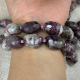Natural Purple Lepidolite Beads 15'' Faceted Oval Olive DIY Beads