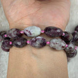 Natural Purple Lepidolite Beads 15'' Faceted Oval Olive DIY Beads