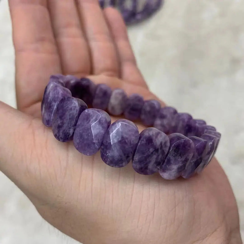 Natural Purple Lepidolite Bracelet for Woman For Man