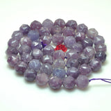 Purple Lepidolite Diamond Faceted Round Loose Beads Gemstone Bracelet Necklace