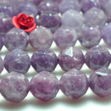 Purple Lepidolite Diamond Faceted Round Loose Beads Gemstone Bracelet Necklace