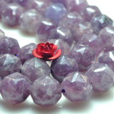 Purple Lepidolite Diamond Faceted Round Loose Beads Gemstone Bracelet Necklace