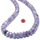 Natural Purple Lepidolite Faceted Rondelle Beads Loose Gemstones