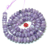 Natural Purple Lepidolite Faceted Rondelle Beads Loose Gemstones