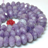 Natural Purple Lepidolite Faceted Rondelle Beads Loose Gemstones