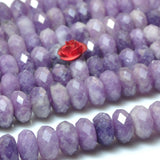 Natural Purple Lepidolite Faceted Rondelle Beads Loose Gemstones