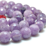 Natural Purple Lepidolite Faceted Round Loose Beads Gemstone