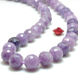 Natural Purple Lepidolite Faceted Round Loose Beads Gemstone