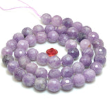 Natural Purple Lepidolite Faceted Round Loose Beads Gemstone