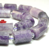 Natural Purple Lepidolite Faceted Tube Loose Beads Gemstone Bracelet Necklace