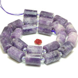 Natural Purple Lepidolite Faceted Tube Loose Beads Gemstone Bracelet Necklace