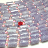 Natural Purple Lepidolite Faceted Tube Loose Beads Gemstone