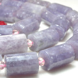 Natural Purple Lepidolite Faceted Tube Loose Beads Gemstone