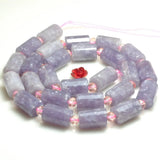 Natural Purple Lepidolite Faceted Tube Loose Beads Gemstone