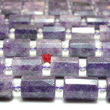 Natural Purple Lepidolite Faceted Tube Loose Beads Gemstone Bracelet Necklace