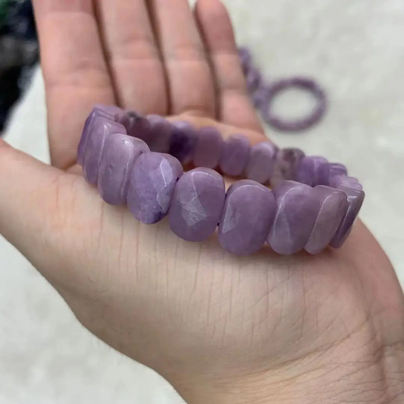 Genuine Purple Lepidolite Stone Beads Bracelet