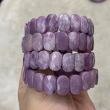 Purple Lepidolite Stone Beads Bracelet Gemstone Jewelry Bangle