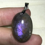 Labradorite Pendant Jewelry Natural Purple Light Silver Crystal 25x17mm
