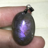 Labradorite Pendant Jewelry Natural Purple Light Silver Crystal 25x17mm