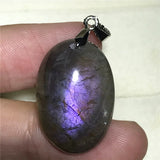 Labradorite Pendant Jewelry Natural Purple Light Silver Crystal 25x17mm
