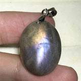 Labradorite Pendant Jewelry Natural Purple Light Healing Gift Crystal 24x18x8mm