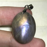 Labradorite Pendant Jewelry Natural Purple Light Healing Gift Crystal 24x18x8mm