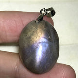 Labradorite Pendant Jewelry Natural Purple Light Healing Gift Crystal 24x18x8mm