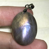 Labradorite Pendant Jewelry Natural Purple Light Healing Gift Crystal 24x18x8mm