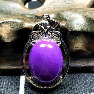 Natural Purple Phosphosiderite Pendant Healing Luck Crystal 17x13mm Oval Beads
