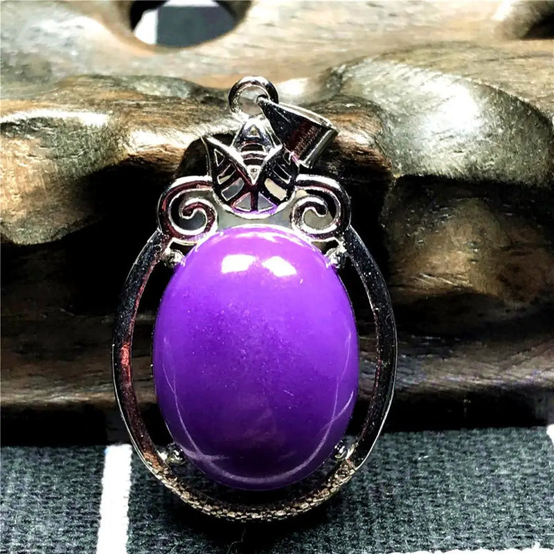 Natural Purple Phosphosiderite Pendant Healing Luck Crystal 17x13mm Oval Beads