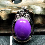 Natural Purple Phosphosiderite Pendant Healing Luck Crystal 17x13mm Oval Beads