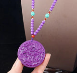 Purple Phosphosiderite Pendant Necklace Phoenix Bird Flower AAAAAA