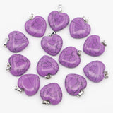 Purple Pine Stone Heart Necklace Pendant Healing Charm Jewelry