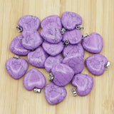 Purple Pine Stone Heart Necklace Pendant Healing Charm Jewelry