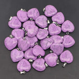 Purple Pine Stone Heart Necklace Pendant Healing Charm Jewelry