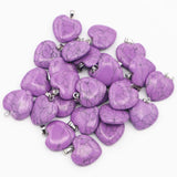 Purple Pine Stone Heart Necklace Pendant Healing Charm Jewelry