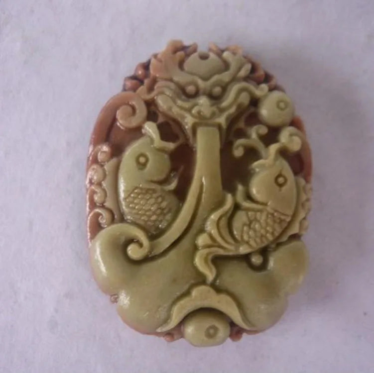 Purple Robe Jade Carp Leaping Dragon Gate Pendant Charm
