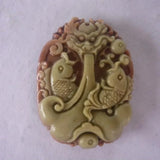 Purple Robe Jade Carp Leaping Dragon Gate Pendant Charm