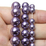 Purple Shell Pearl Round Spacer Beads for Jewelry Making 15''