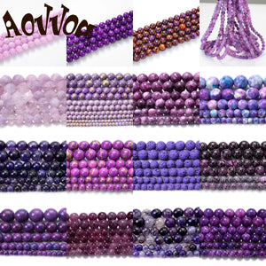 Natural Purple Stone Beads for Jewelry Making DIY Bracelet Necklace