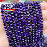 Purple Tiger Eye Stone Beads Round 4-14mm for Jewelry Making
