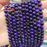Purple Tiger Eye Stone Beads Round 4-14mm for Jewelry Making