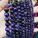 Purple Tiger Eye Stone Beads Round 4-14mm for Jewelry Making