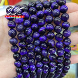 Purple Tiger Eye Stone Beads Round 4-14mm for Jewelry Making