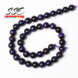 Purple Tiger Eye Stone Beads Round 4-14mm for Jewelry Making