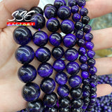 Purple Tiger Eye Stone Beads Round 4-14mm for Jewelry Making