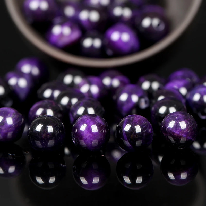 Purple Tiger Eye Stone Beads Round Loose Spacer Beads 4/6/8/10/12mm DIY
