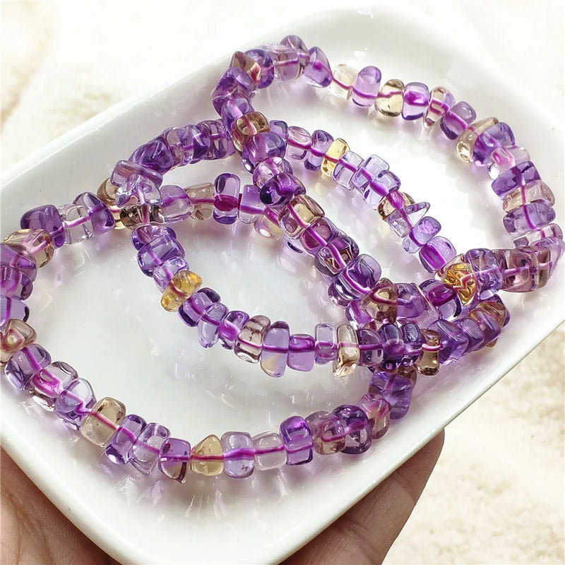 Natural Ametrine Quartz Abacus Beads Bracelet 8mm Men Women Gemstone Bracelet